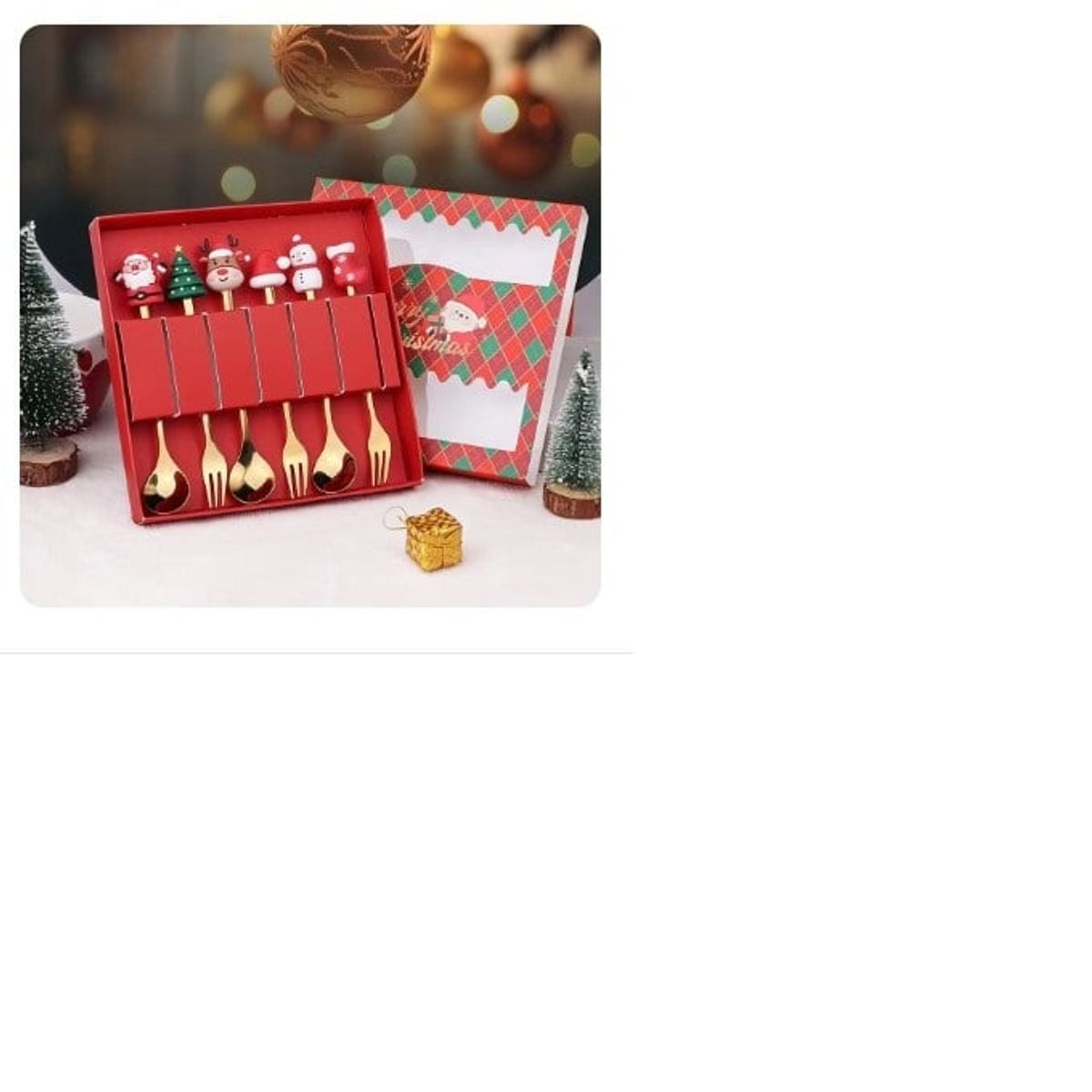 GENERICO - Juego de tenedores de cucharas navideñas de 6 piezas