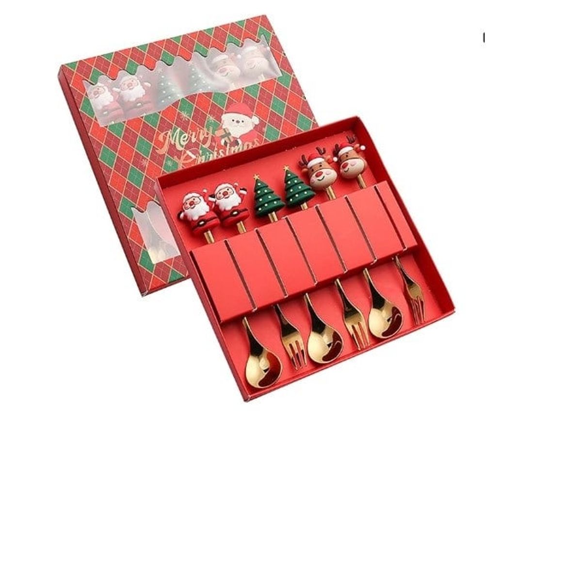 GENERICO - Juego de tenedores de cucharas navideñas de 6 piezas