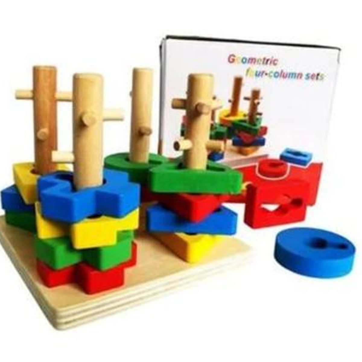 GENERICO - Juguete Didáctico 4 Columnas Apilable Figuras Geométricas