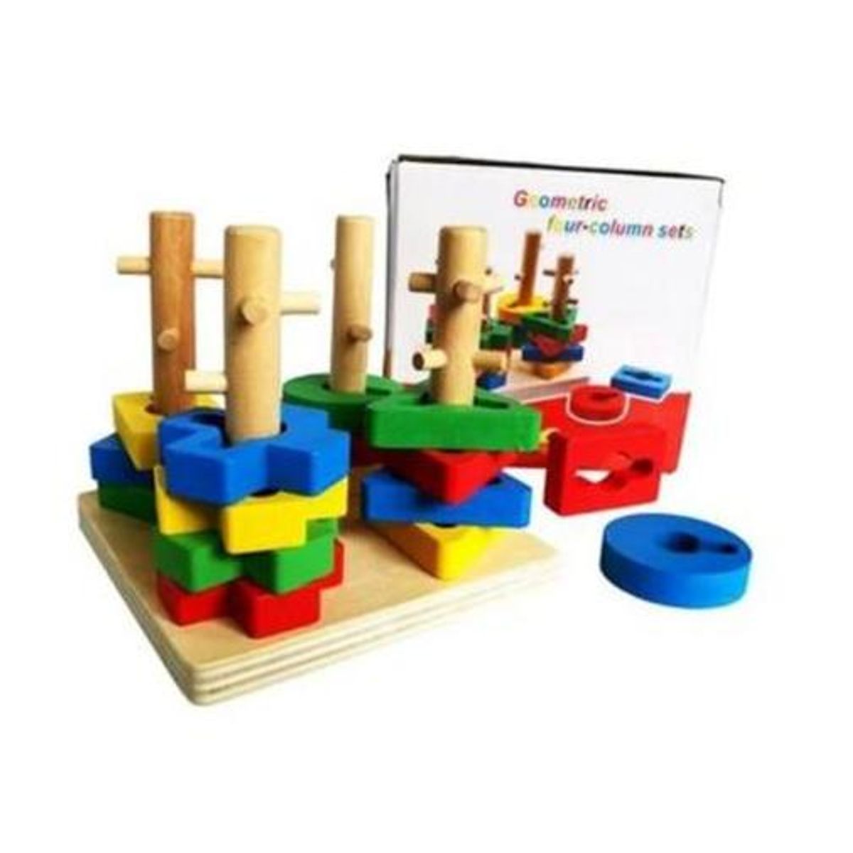 GENERICO - Juguete Didáctico 4 Columnas Apilable Figuras Geométricas