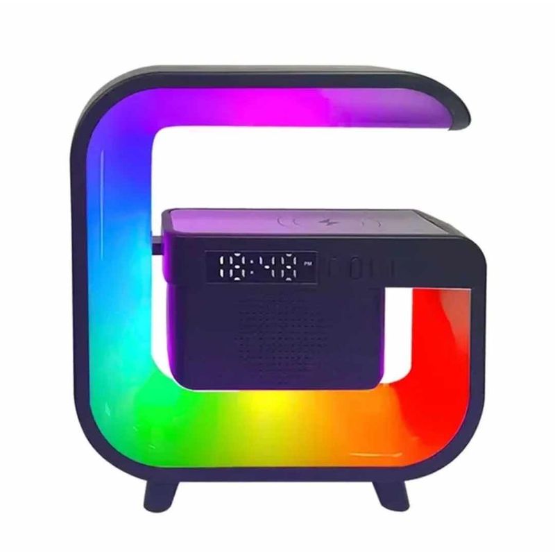 GENERICO - Lampara Led Reloj Despertador Radio Bluetooth Cargador Inalambrico G2