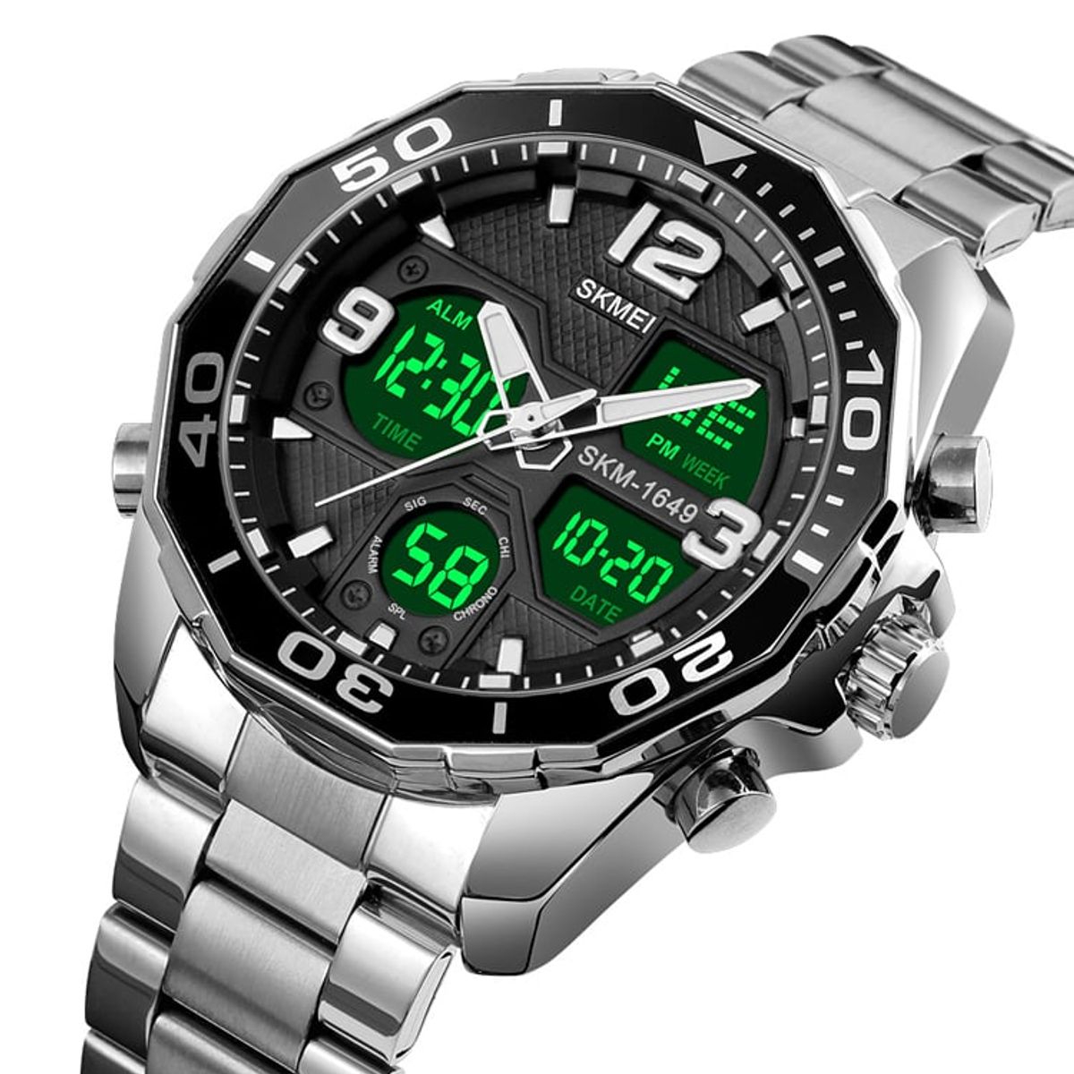 SKMEI - Reloj Skmei 1649 Plateado Analogo y Digital_.