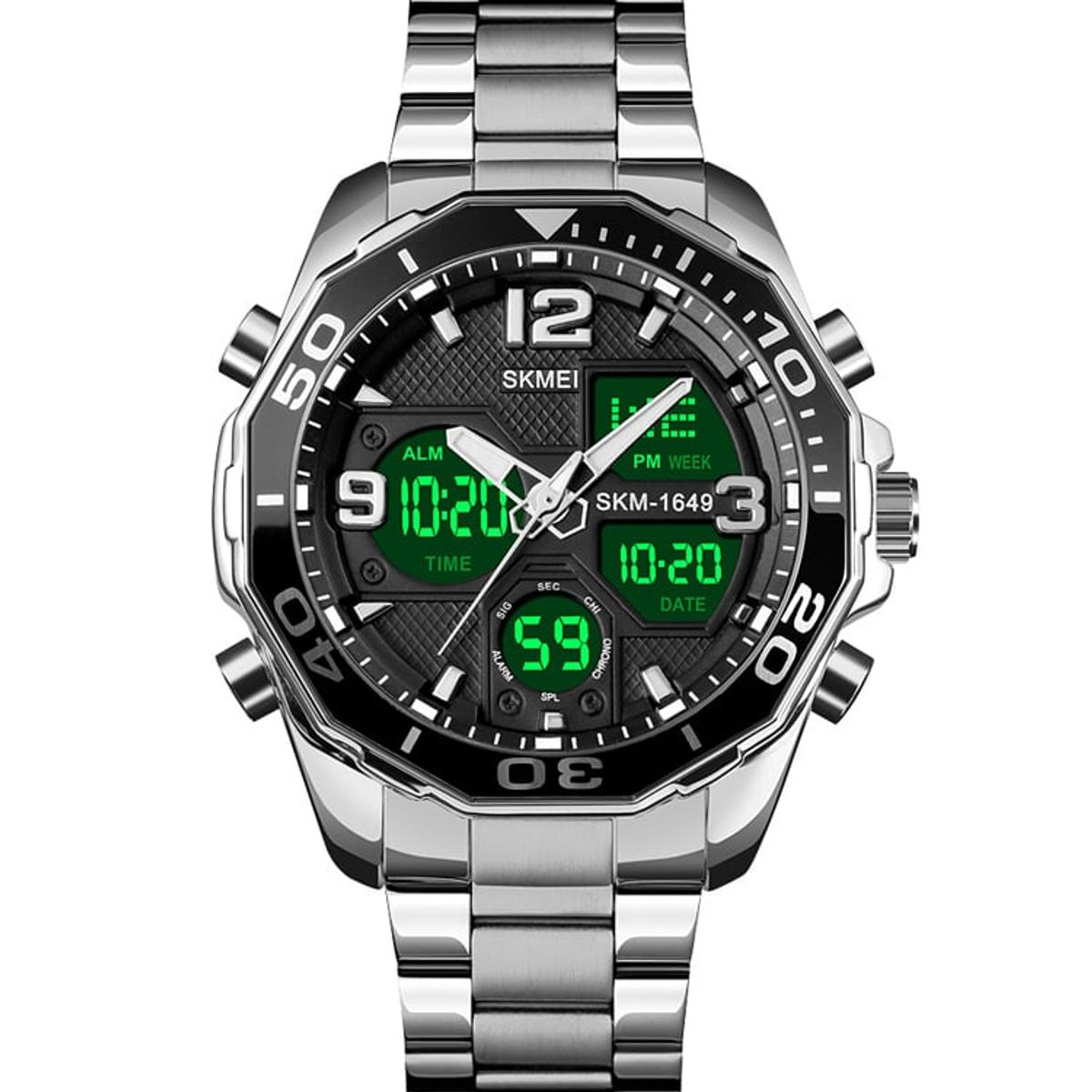 SKMEI - Reloj Skmei 1649 Plateado Analogo y Digital_.