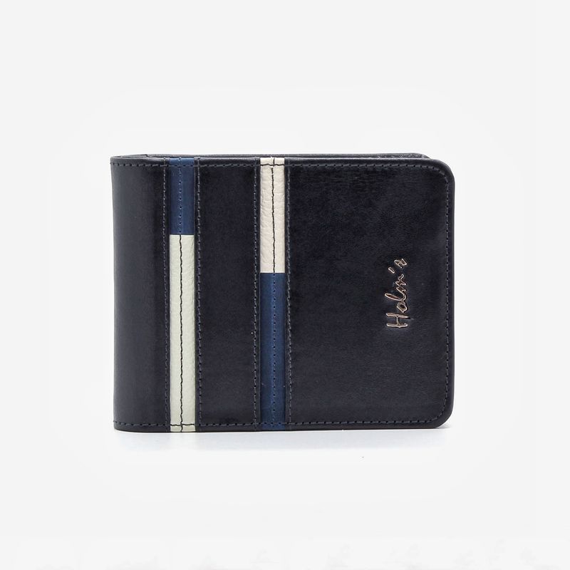 HOLM'S - BILLETERA HOLMS CUERO B146 CABALLERO NEGRO CON AZUL