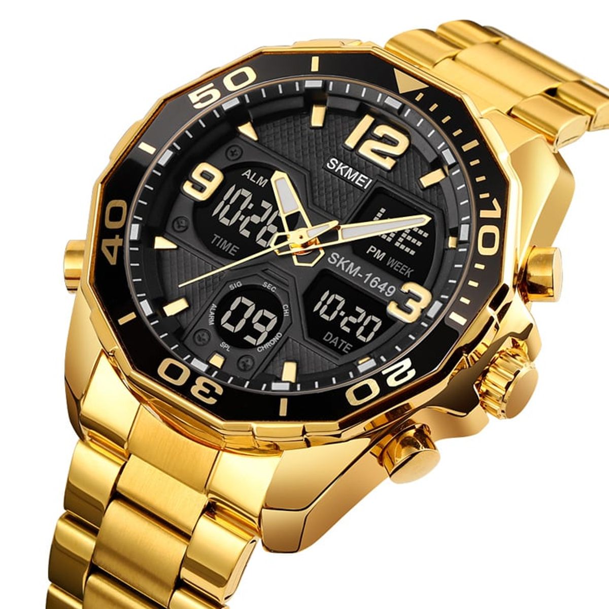 SKMEI - Reloj Skmei 1649 Dorado original Analogo y Digital_.