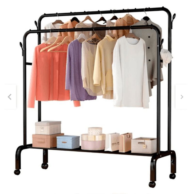 GENERICO - Colgador perchero de ropa doble grande negro