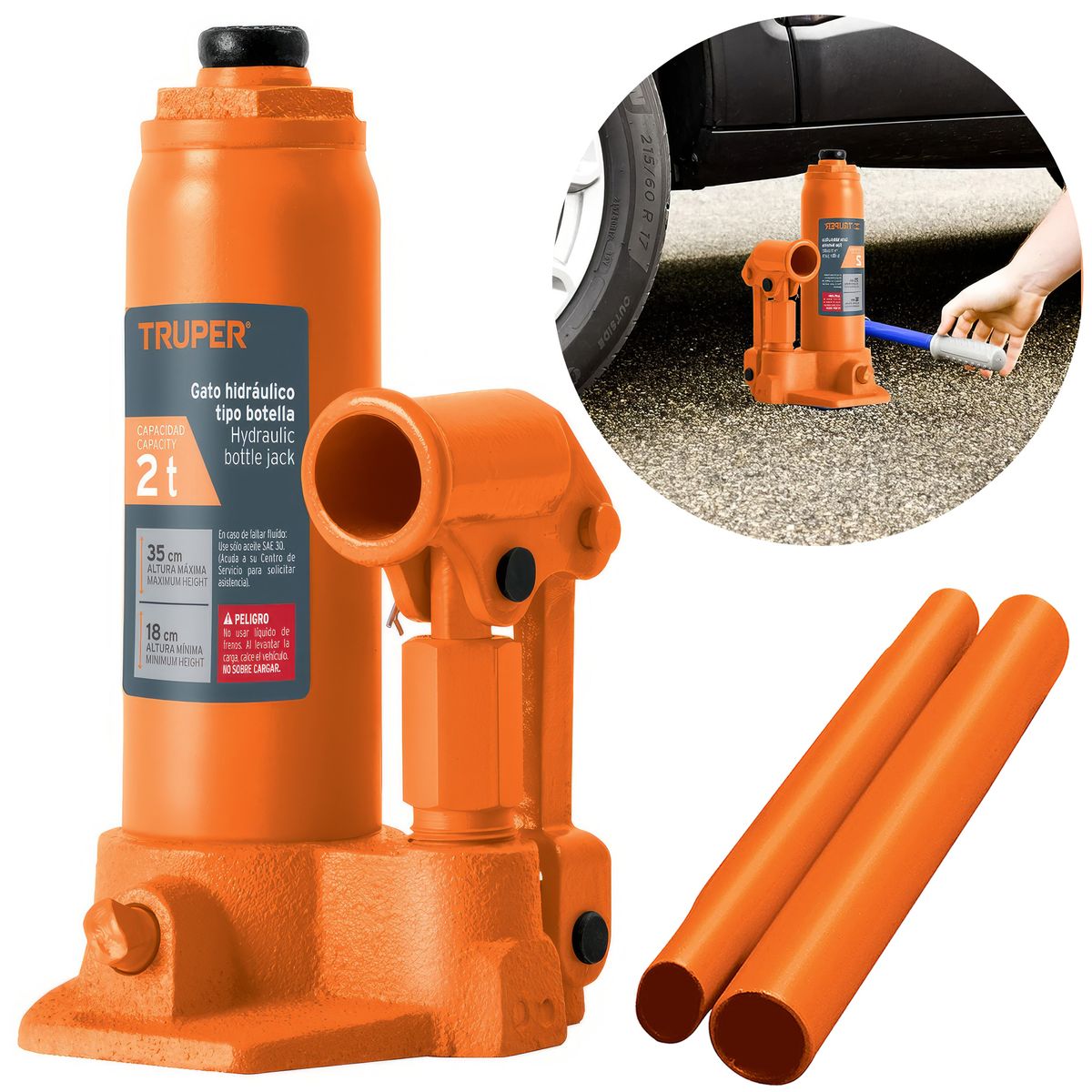 TRUPER - Gata Hidráulica Tipo Botella de 2Ton Truper