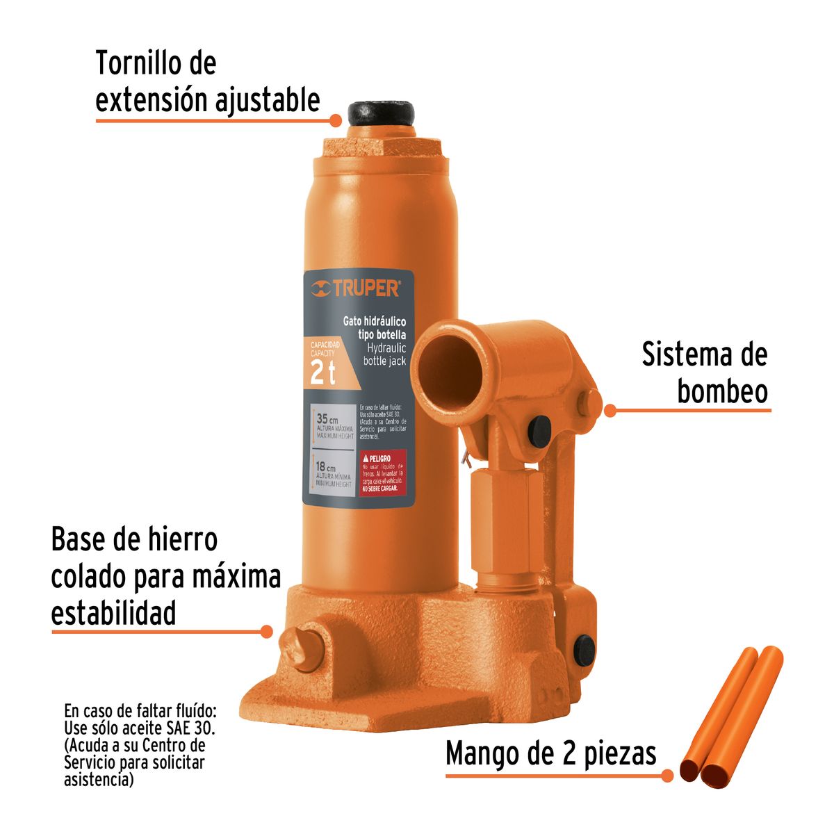 TRUPER - Gata Hidráulica Tipo Botella de 2Ton Truper