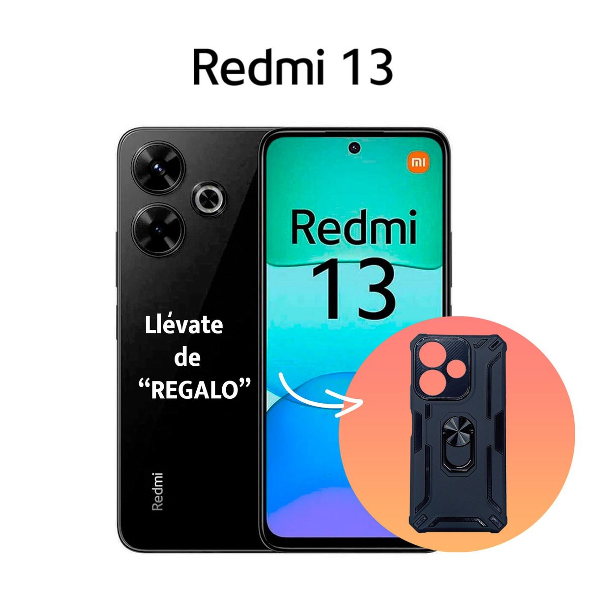 REDMI - REDMI 13 6GB RAM 128GB CÁMARA 108 MP COLOR NEGRO MEDIANOCHE CON ESTUCHE DE REGALO