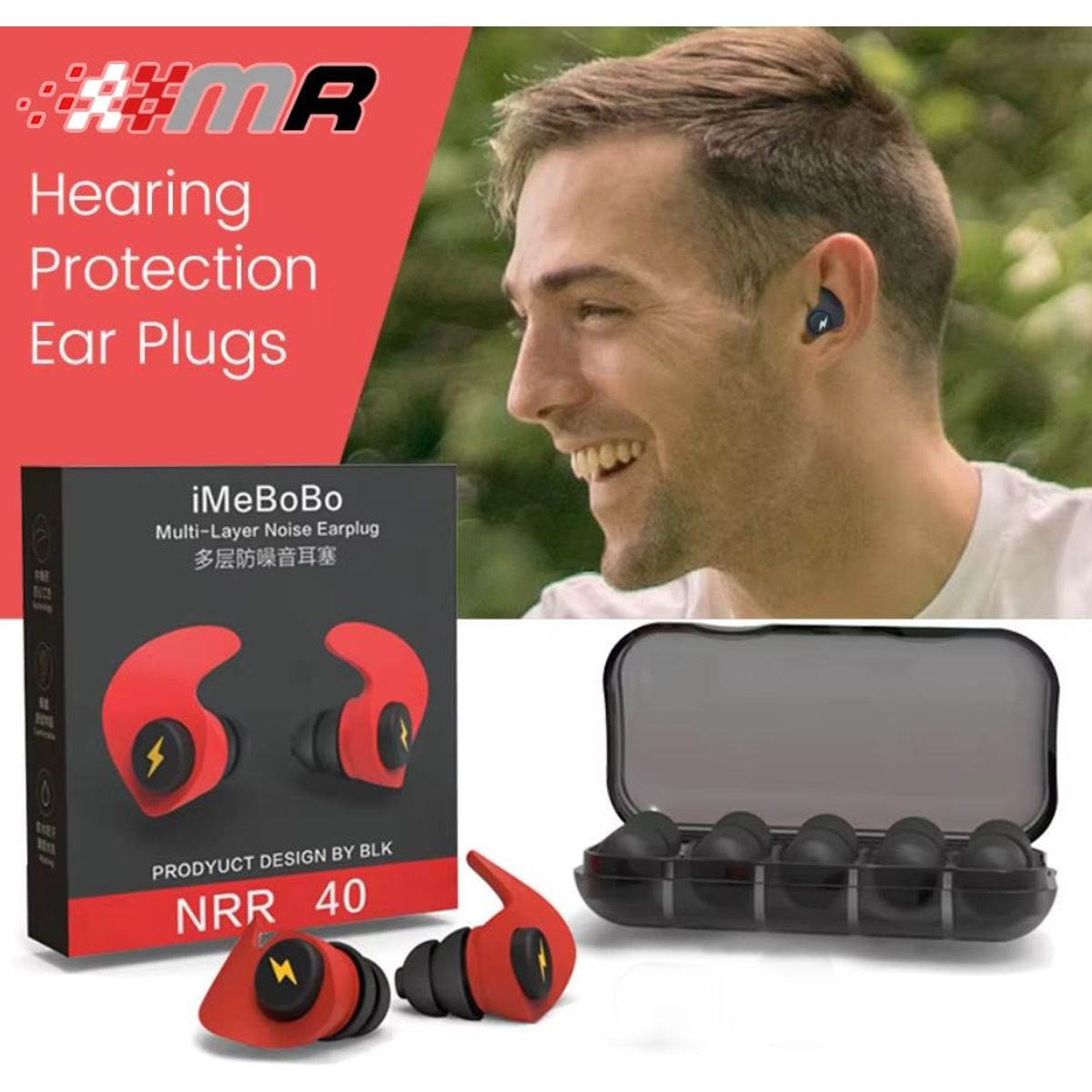 GENERICO - TAPONES PARA LOS OIDOS + 5 PARES DE REPUESTO CON ESTUCHE