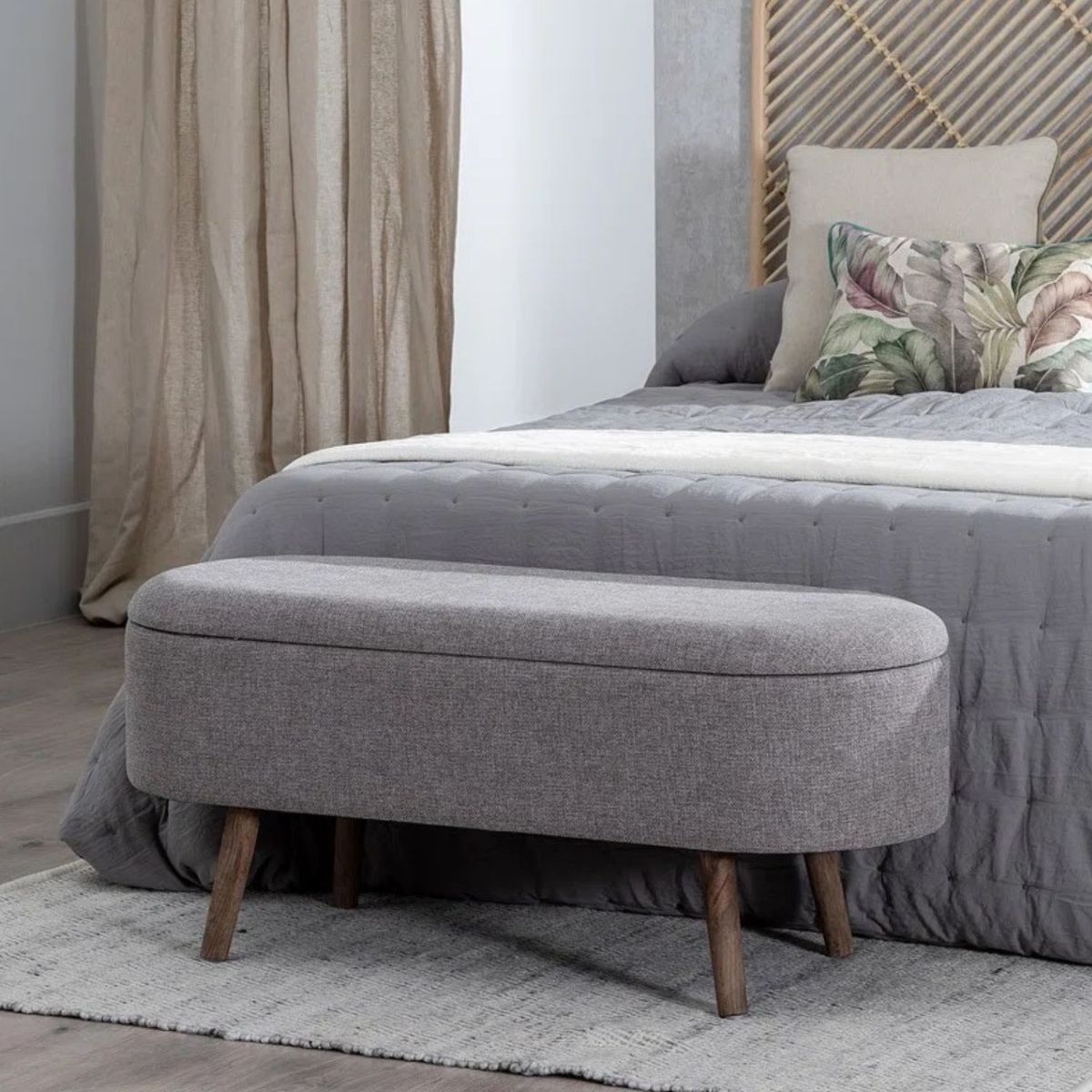 GENERICO - Banqueta Baúl Olivar Gris Decoban Hogar