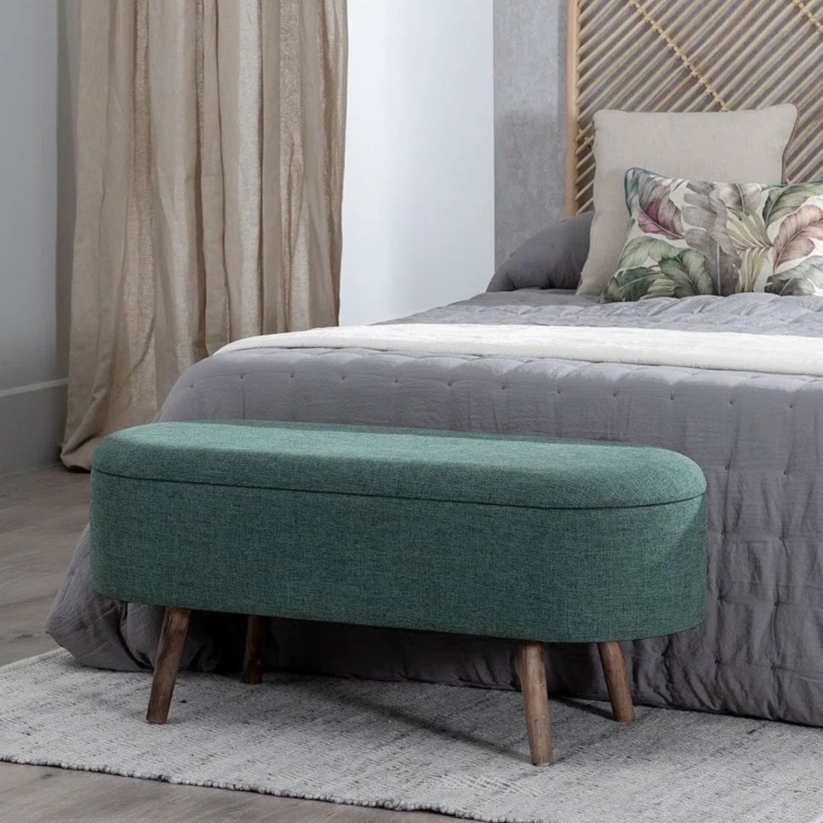 GENERICO - Banqueta Baúl Olivar Verde Decoban Hogar