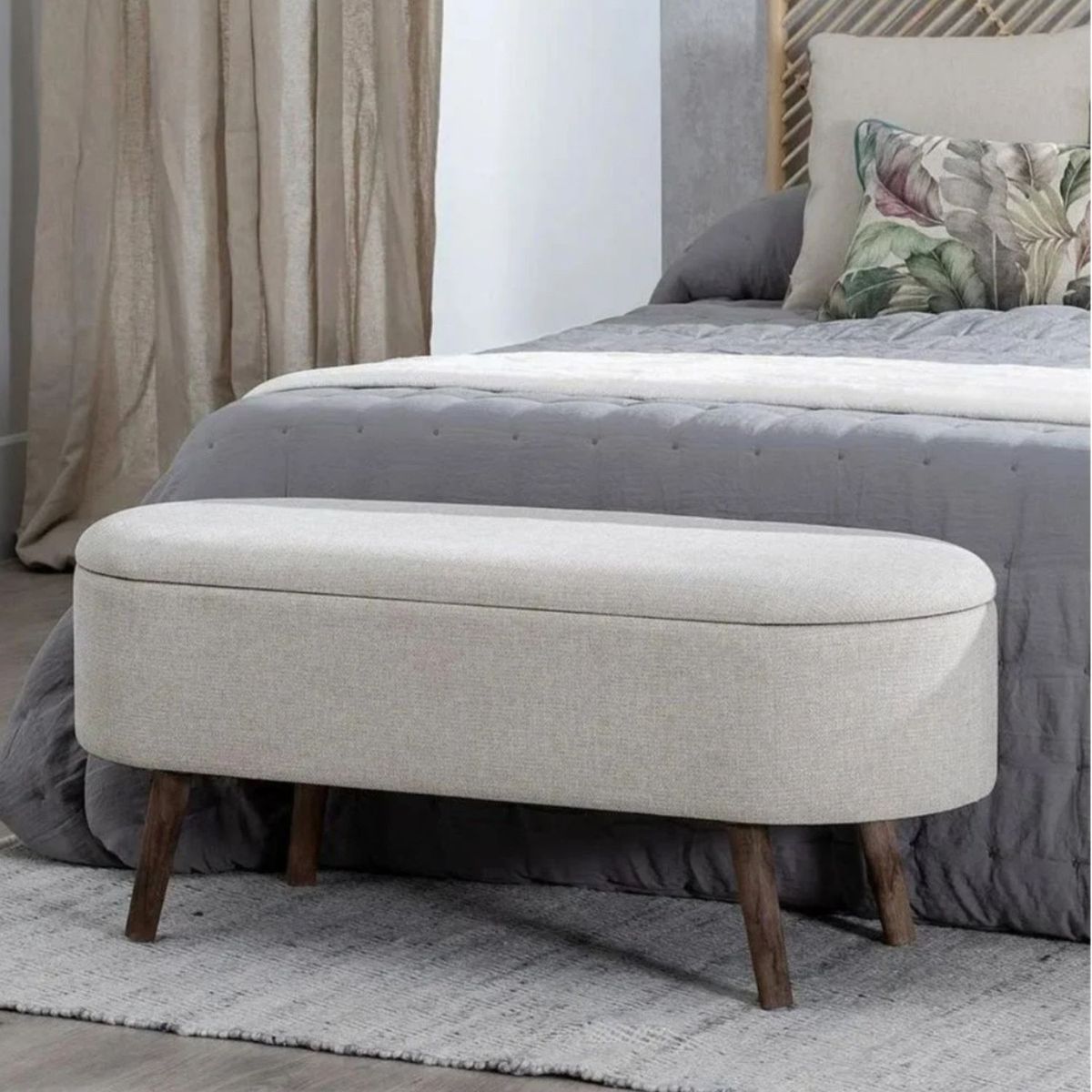 GENERICO - Banqueta Baúl Olivar Blanco Decoban Hogar