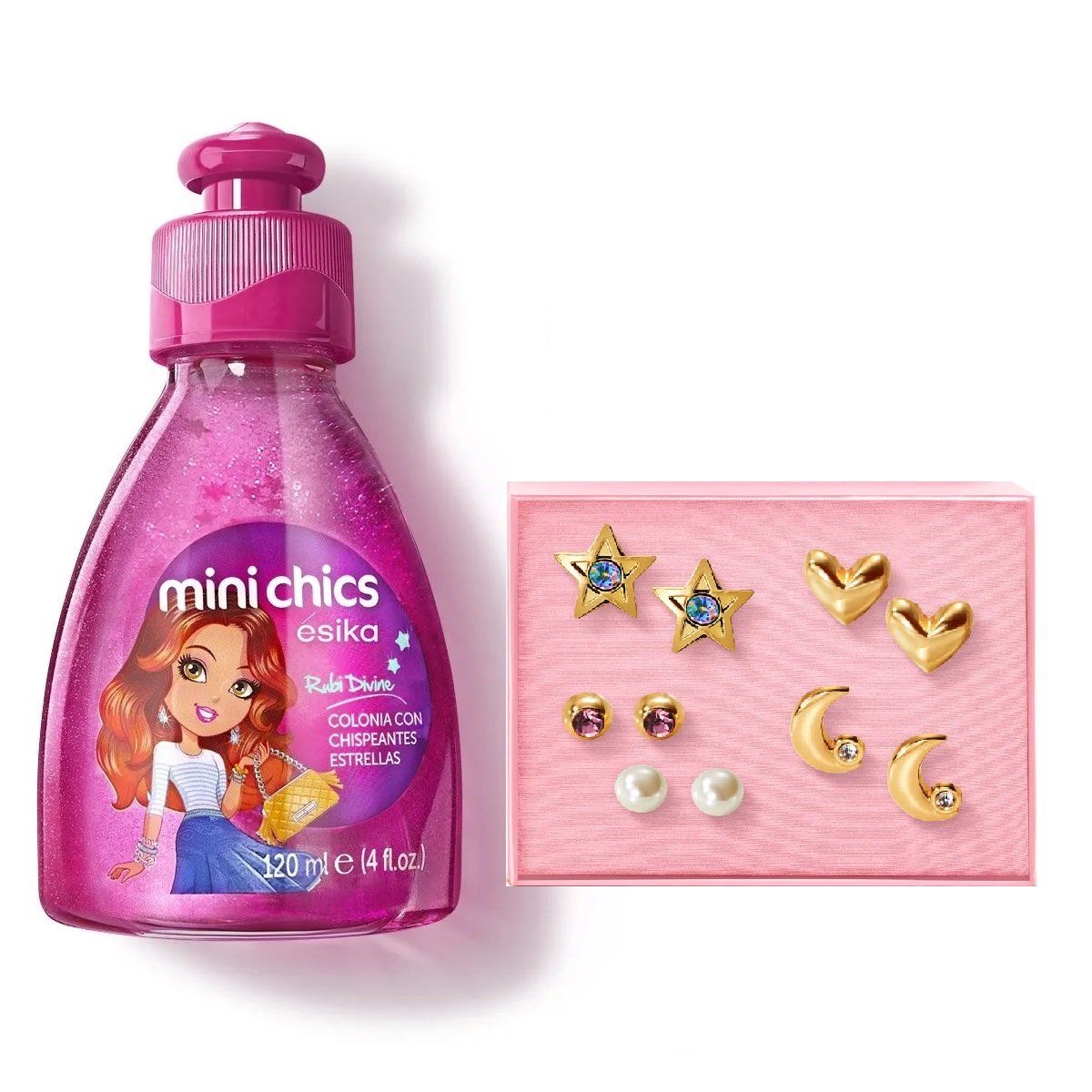 ESIKA - Colonia para niñas Rubi Divine y Set de aretes