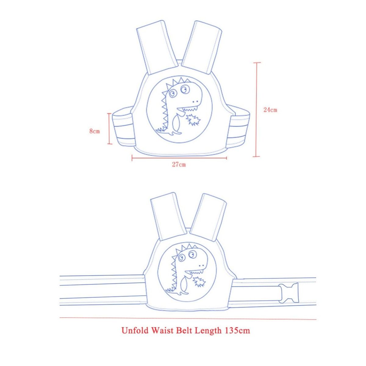 GENERICO - CINTURON DE SEGURIDAD DE MOTO PARA NIÑOS M1 ROJO VINO