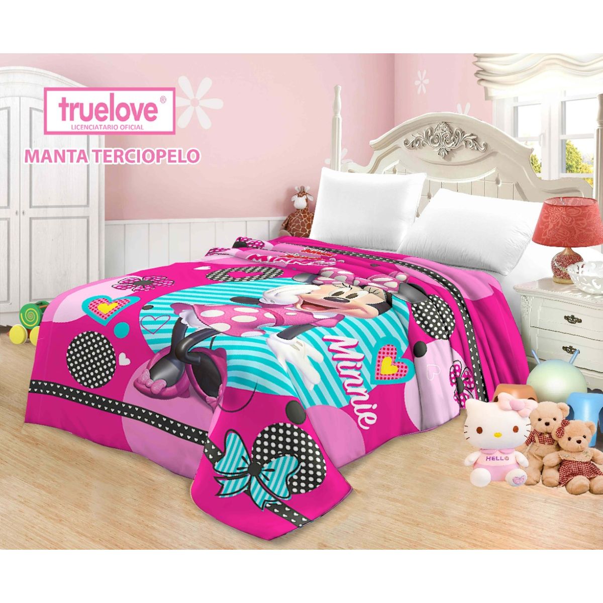 TRUELOVE - Manta Infantil Piel Durazno Minnie 1.5 plazas