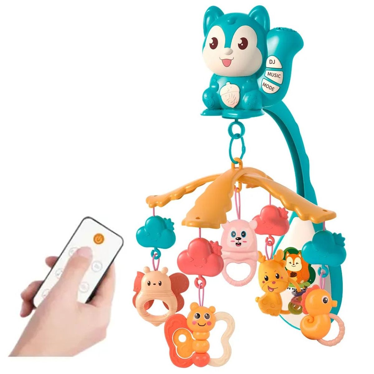 JIAYIN - Juguete Poryector Musical para Cuna Ardilla Dulces Sueños
