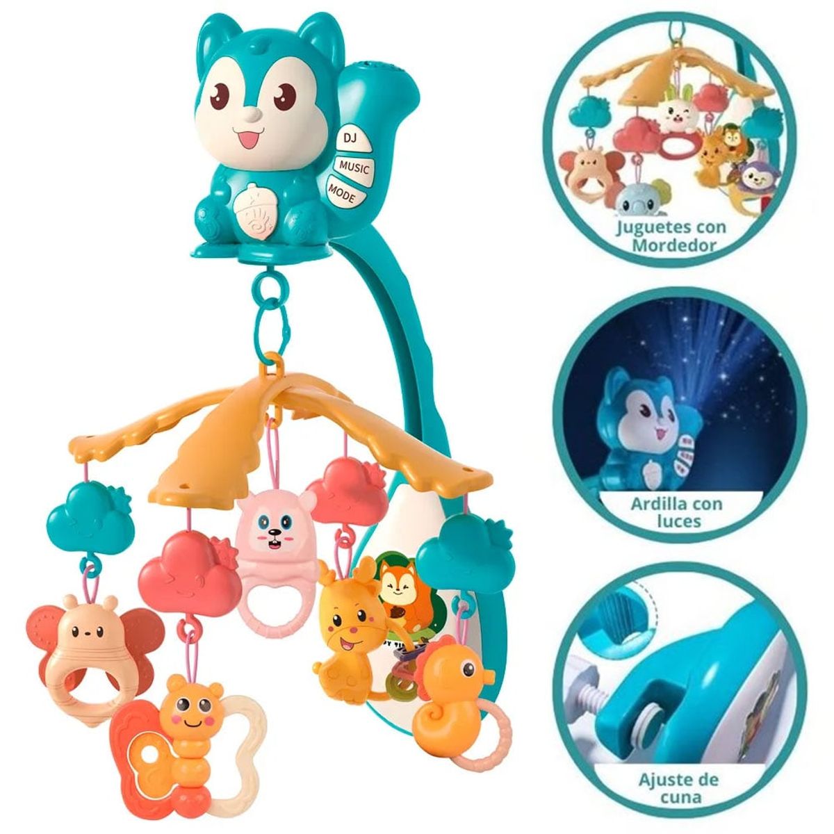 JIAYIN - Juguete Poryector Musical para Cuna Ardilla Dulces Sueños