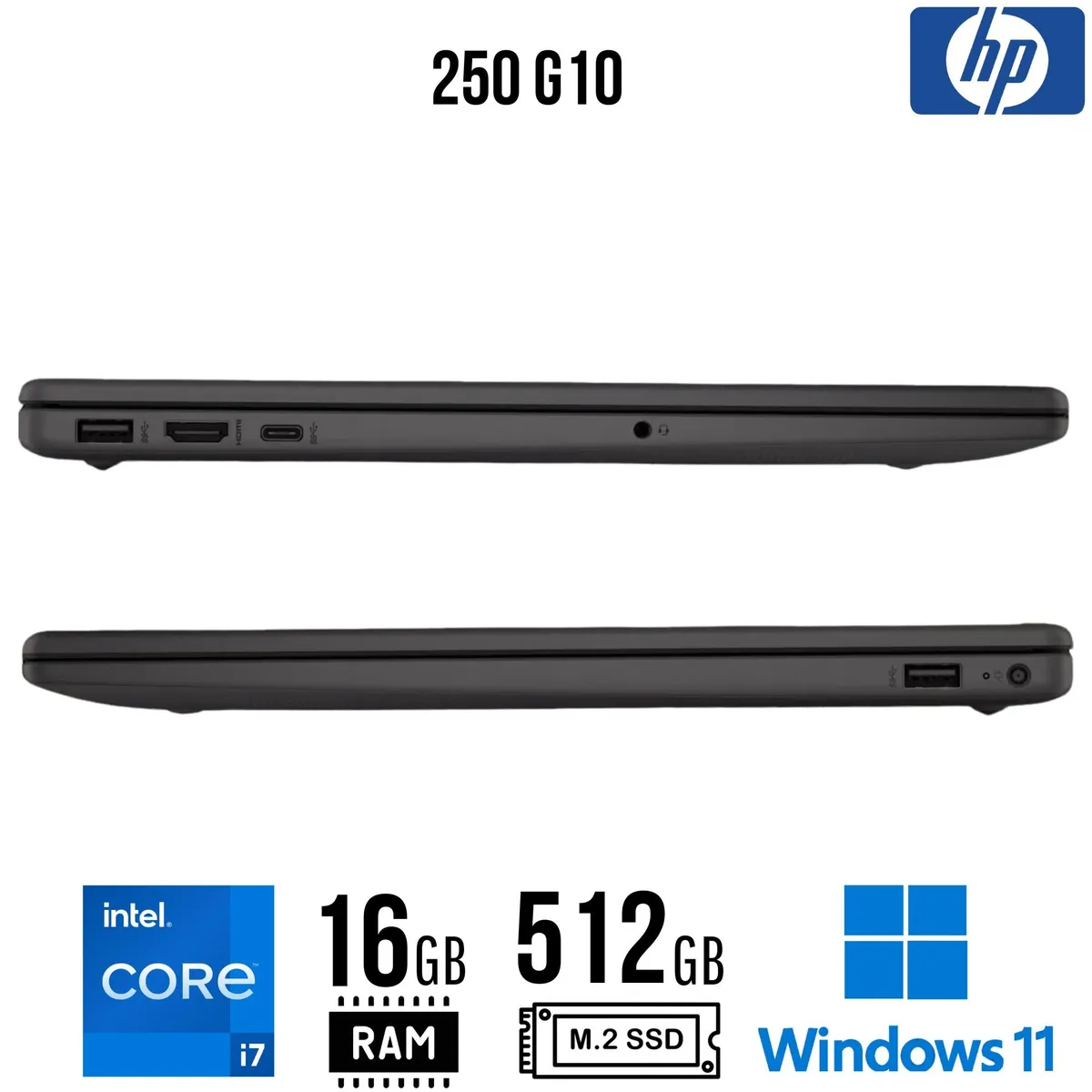 HP - Laptop HP 250 G10 Intel Core i7 1355U Ram 16GB  SSD 512GB 15.6"HD Windows 11 PRO