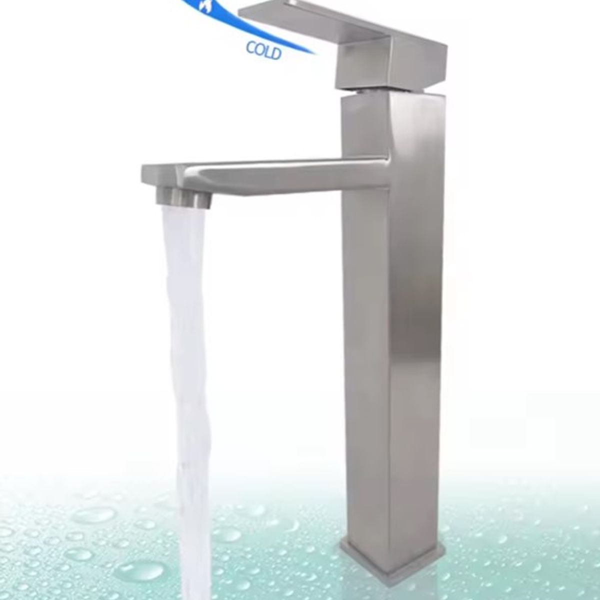 PGW - Grifo  Cuadrado - FrioCaliente- Acero Inoxidable-Plateado Mate