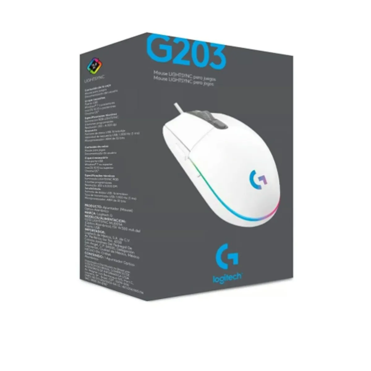 LOGITECH - Mouse Logitech G203 Lightsync Blanco
