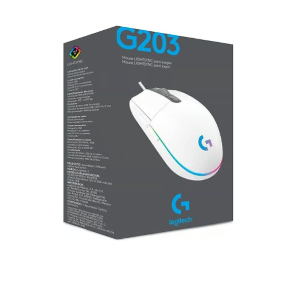 LOGITECH - Mouse Logitech G203 Lightsync Blanco