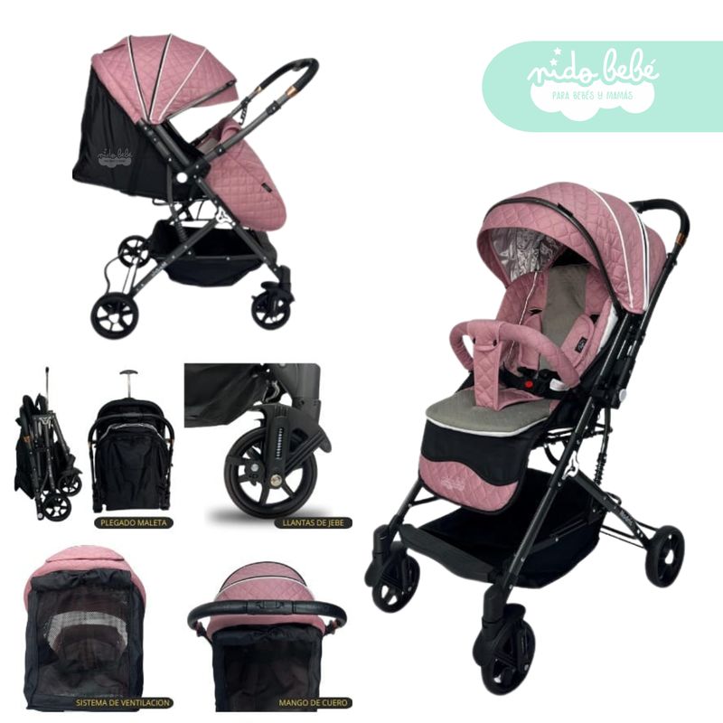 GENERICO - Coche Maleta para bebe modelo Modrick Rosado