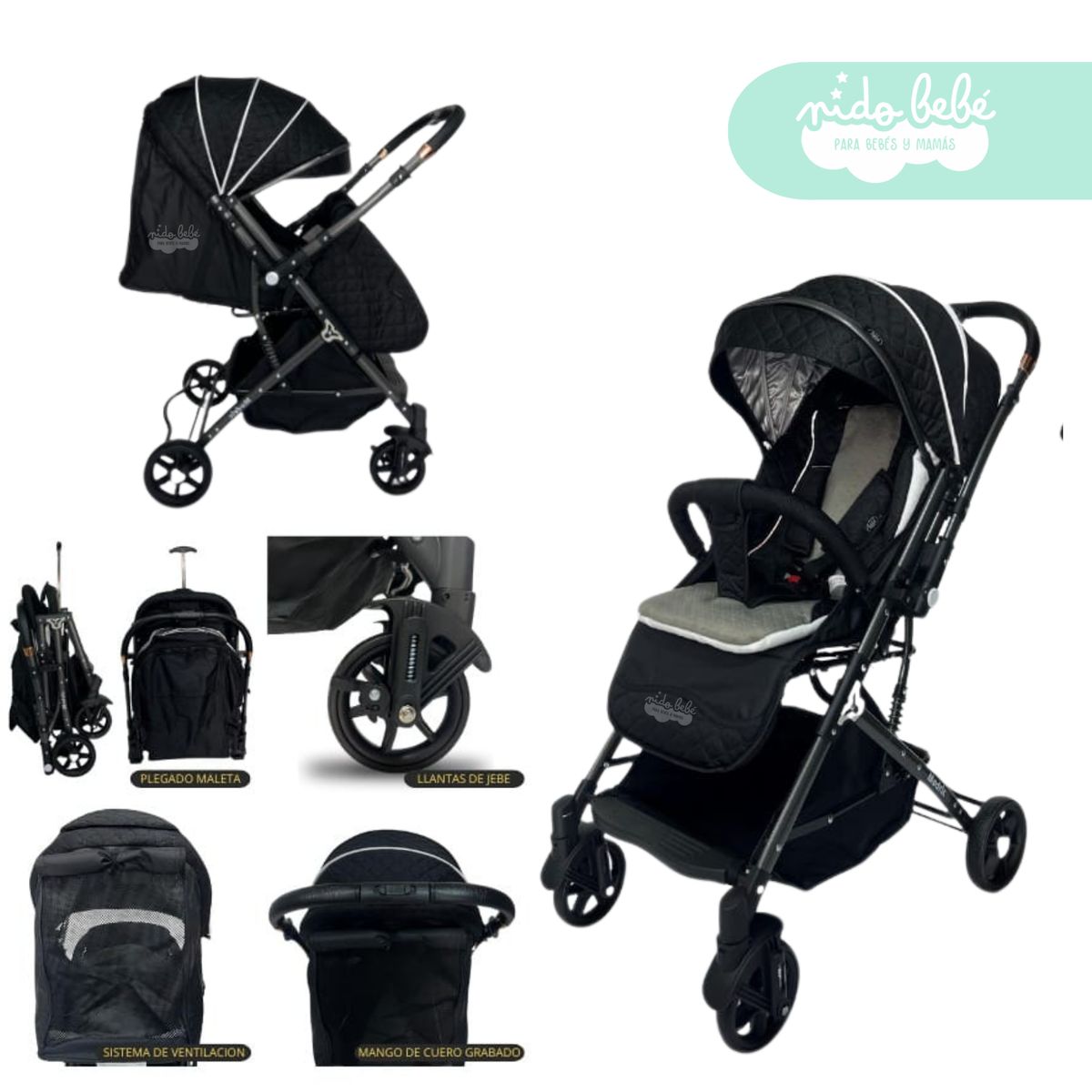GENERICO - Coche Maleta para bebe modelo Modrick Negro