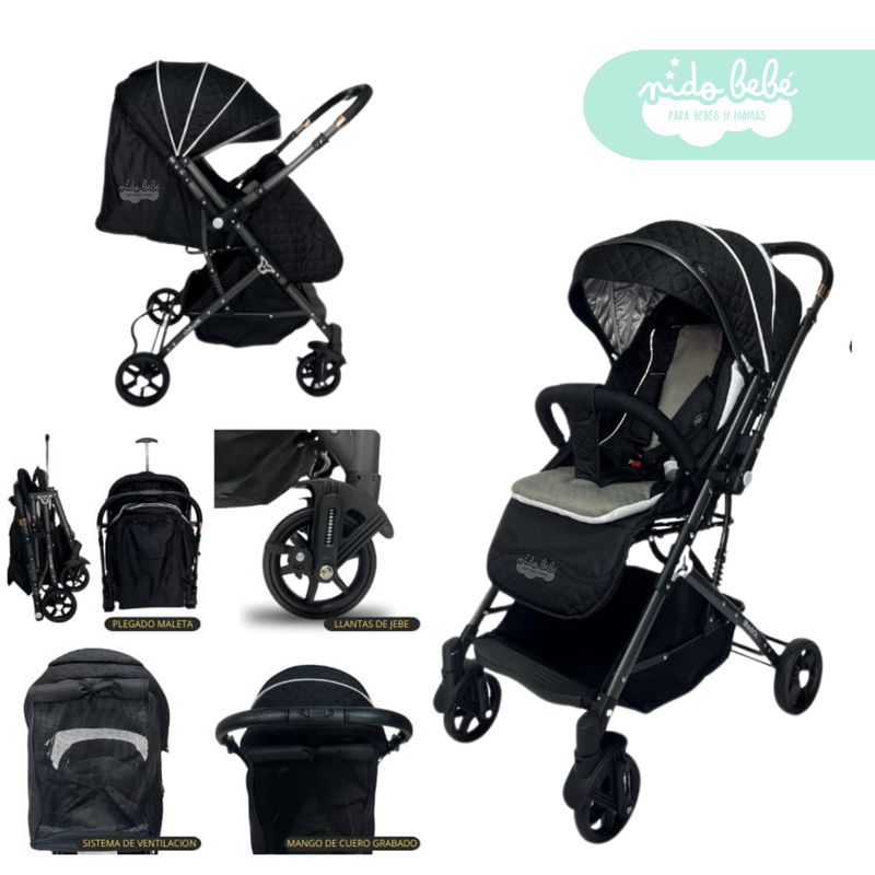 GENERICO - Coche Maleta para bebe modelo Modrick Negro