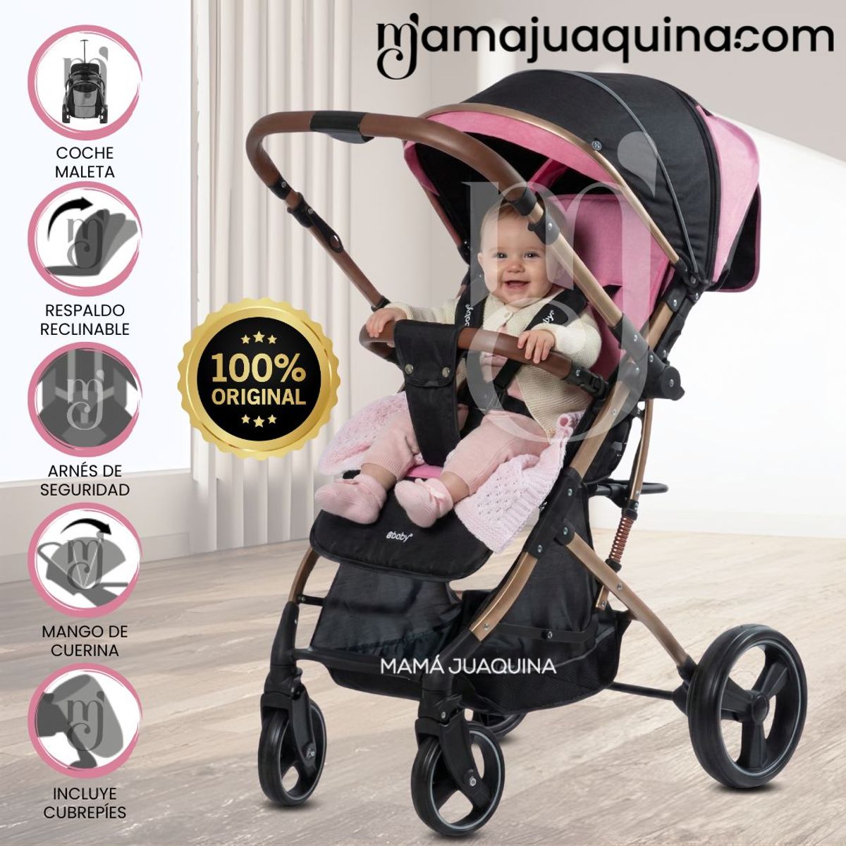 BABY - Coche Maleta «HI NOUR» de Lujo Pink