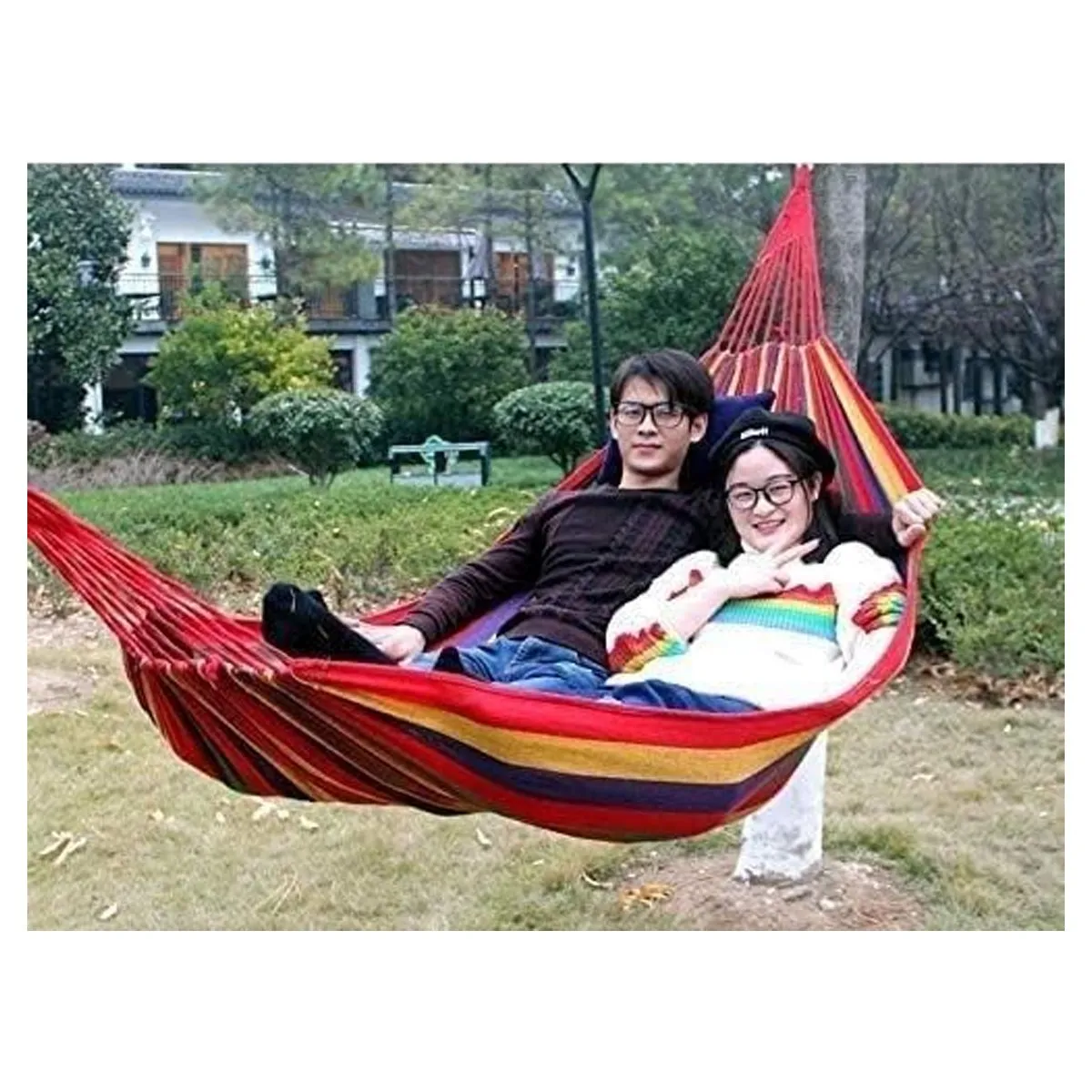 GENERICO - Hamaca De Algodón Grueso Con Extremos Reforzados - Arcoiris