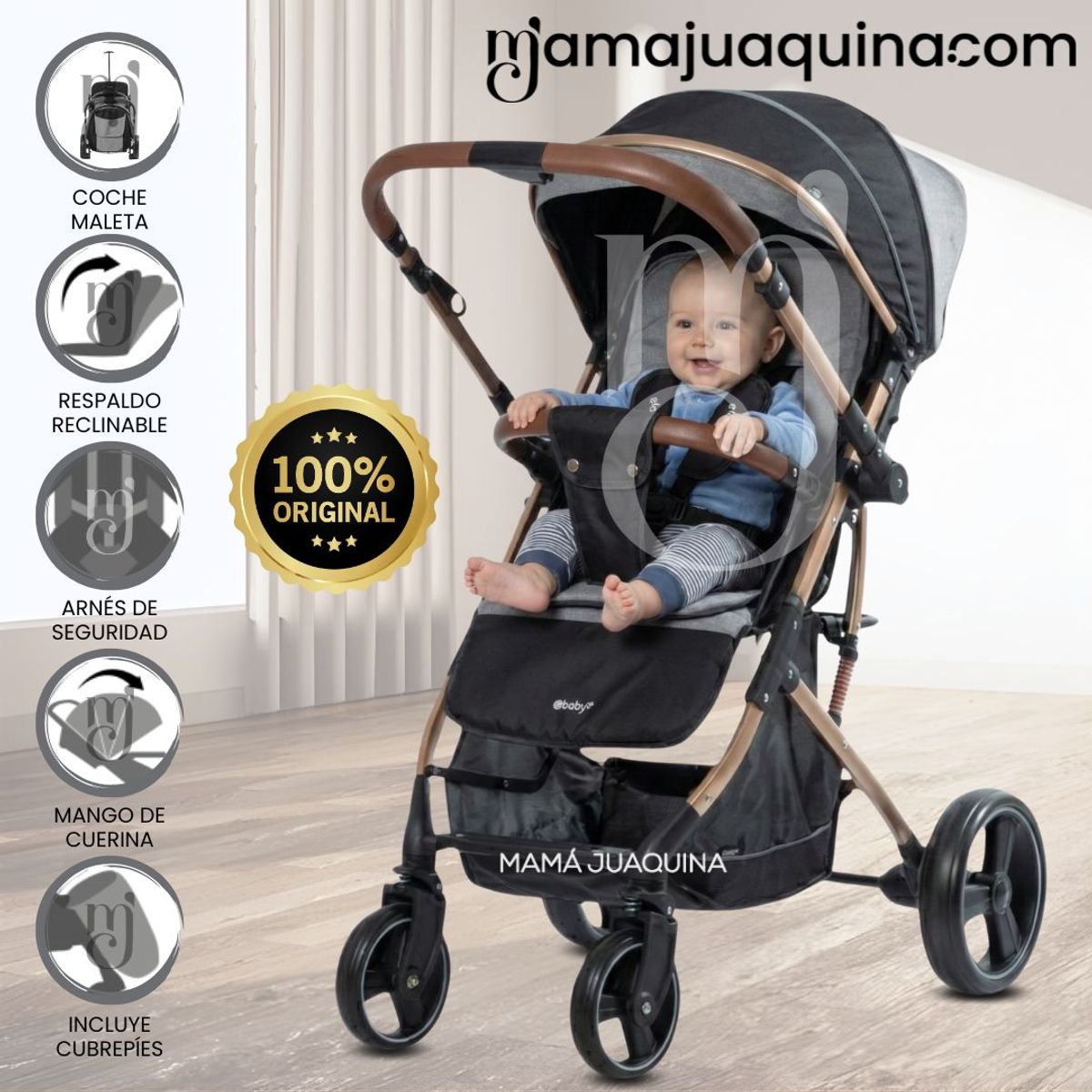 BABY - Coche Maleta «HI NOUR» de Lujo Gray