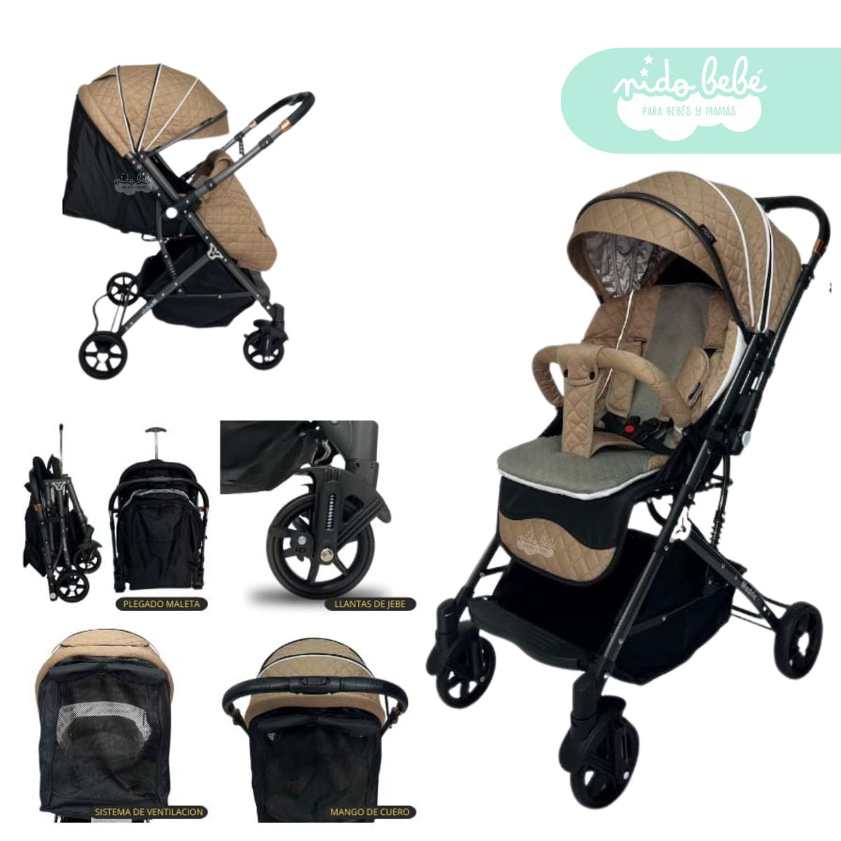GENERICO - Coche Maleta para bebe modelo Modrick Beige