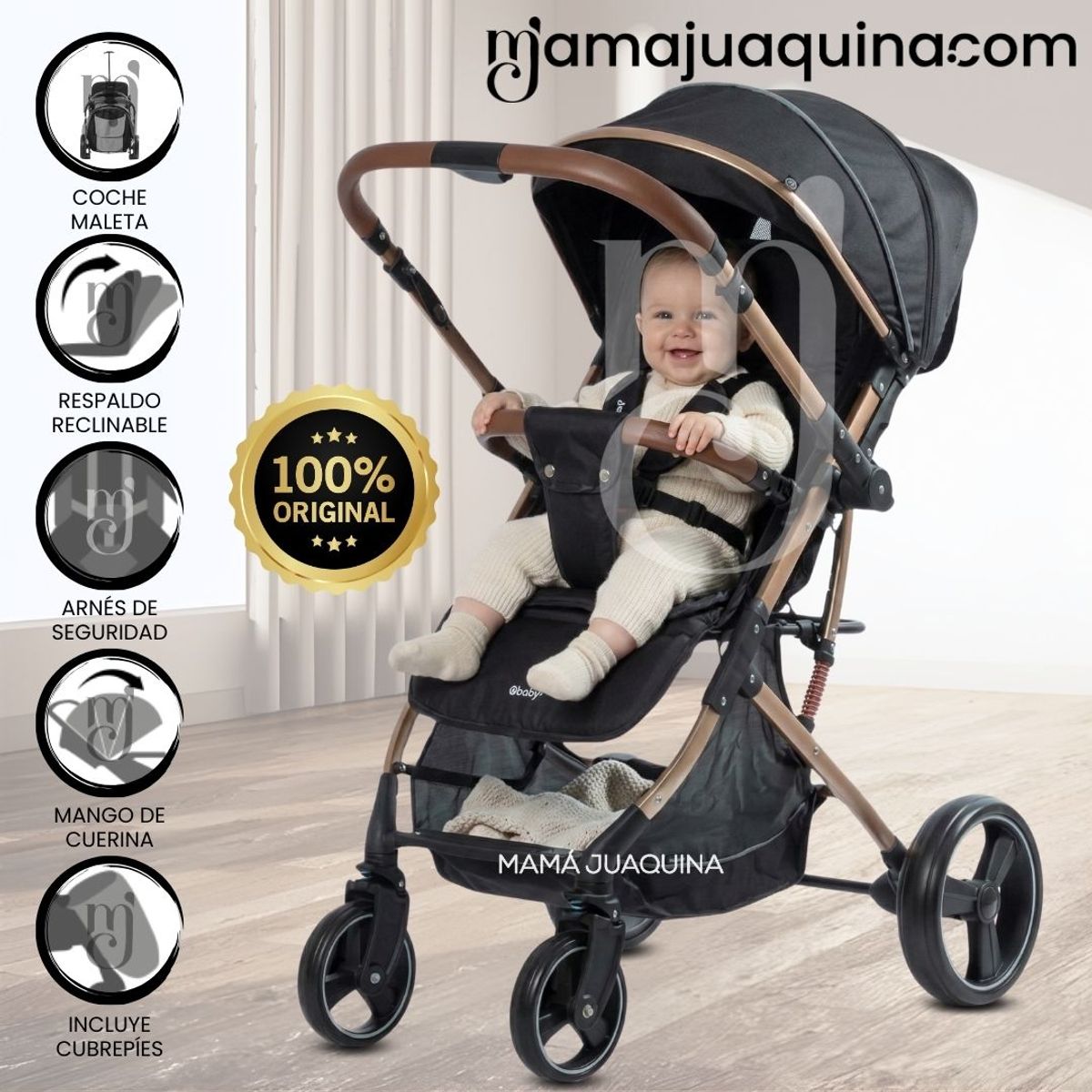 BABY - Coche Maleta «HI NOUR» de Lujo Black