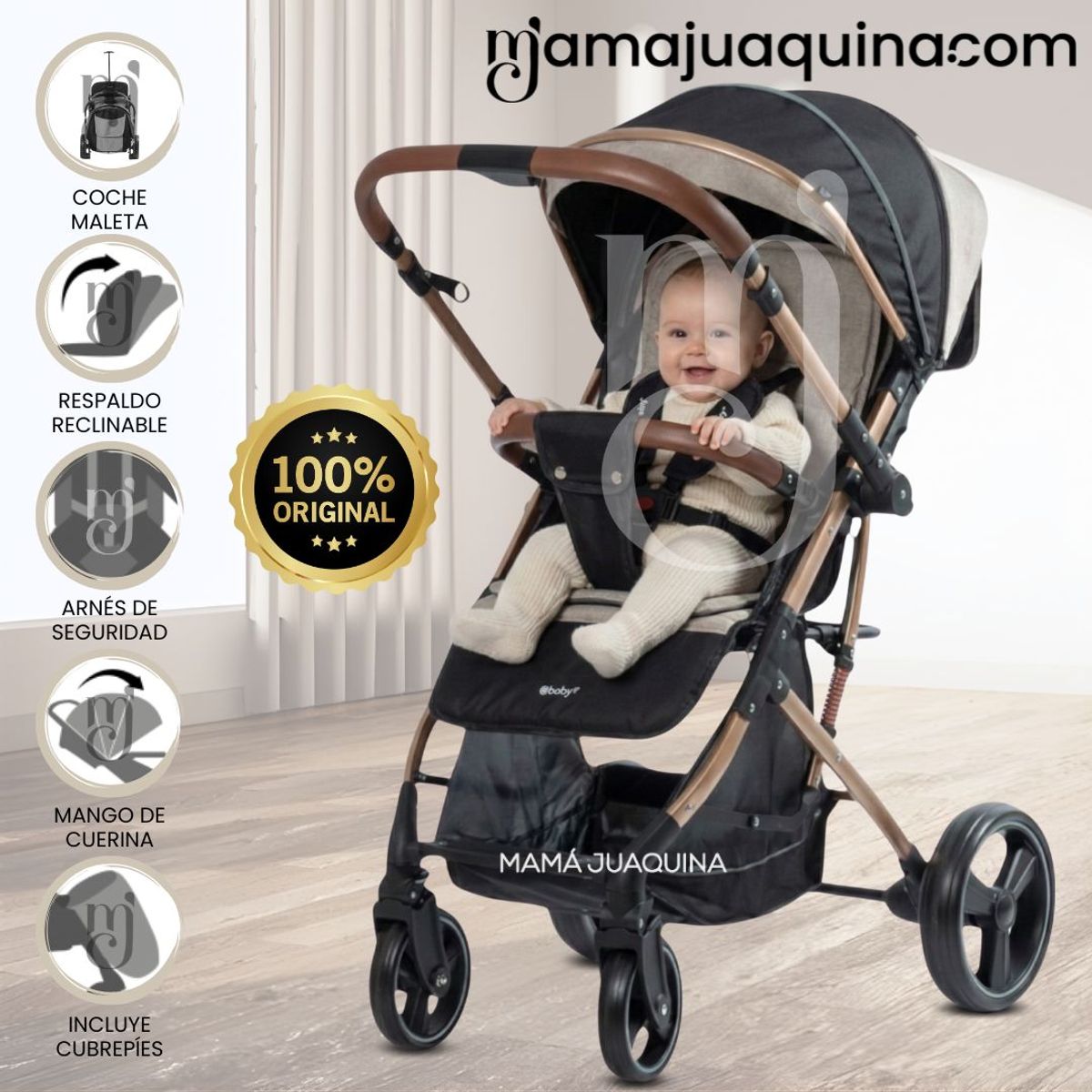 BABY - Coche Maleta «HI NOUR» de Lujo Beige