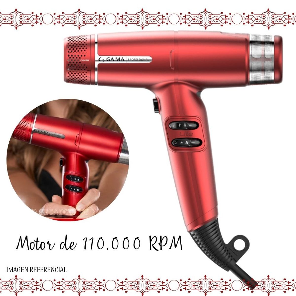 GAMA - Secadora de Cabello GAMA Professional IQ Lite Red