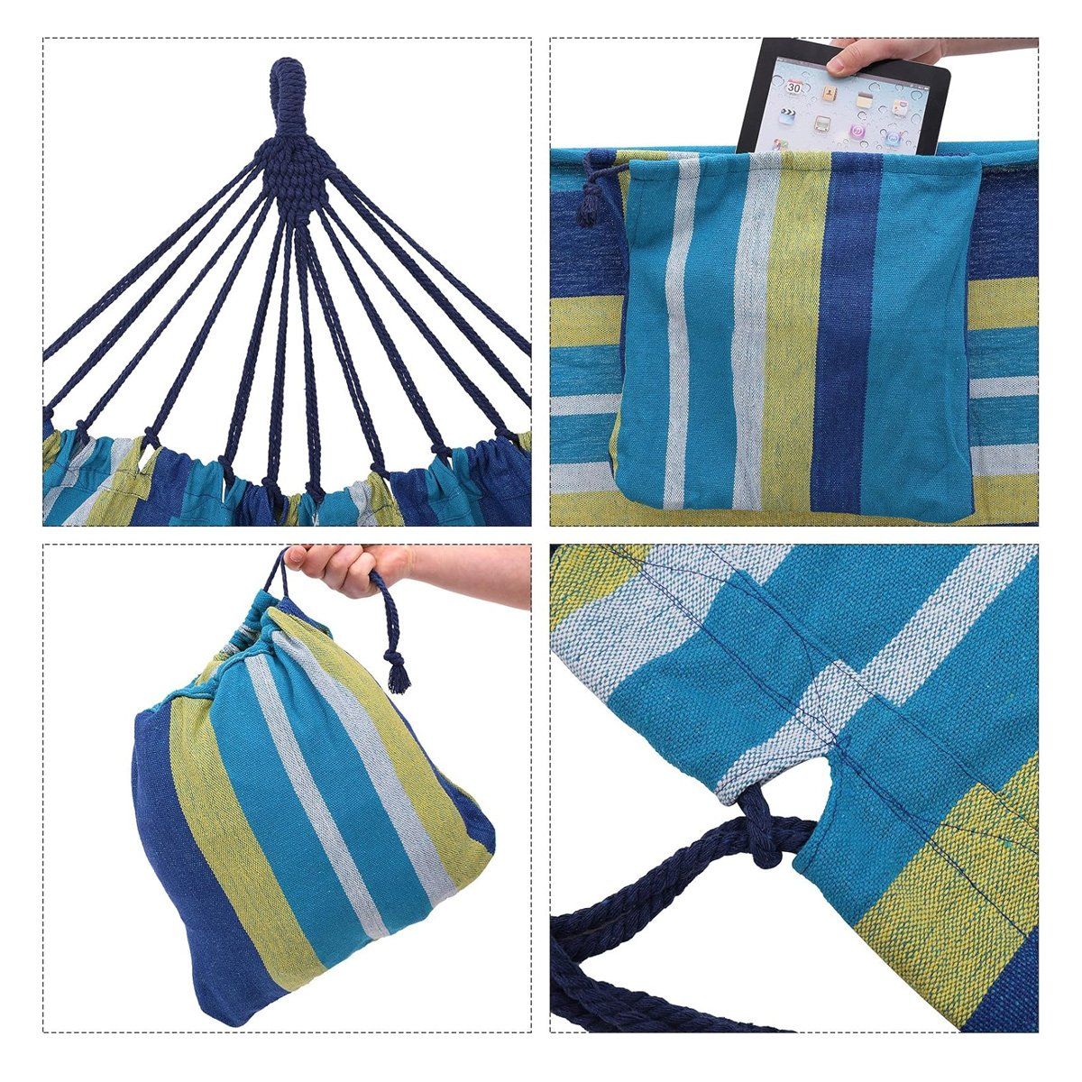 GENERICO - Hamaca De Algodón Grueso Con Extremos Reforzados - Celeste