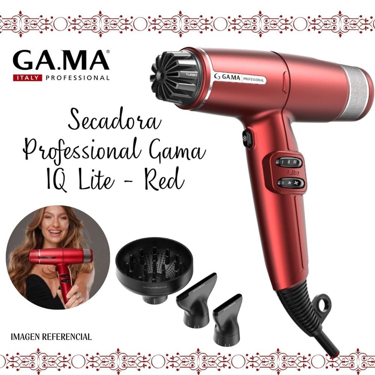 GAMA - Secadora de Cabello GAMA Professional IQ Lite Red