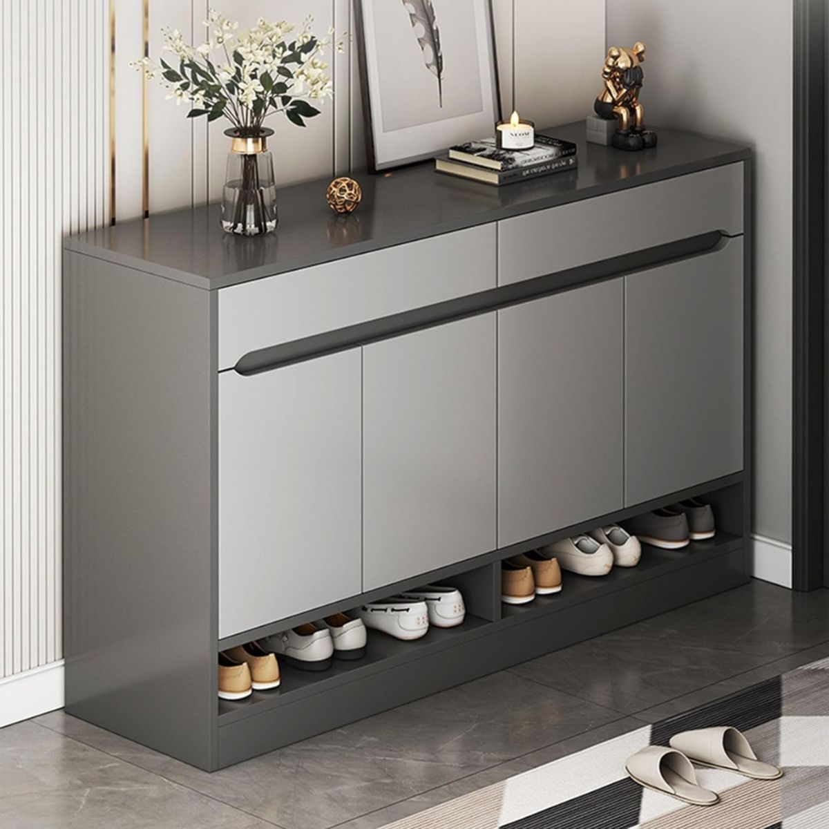 GENERICO - Zapatera Premium Para 24 Pares Armado Linneo Grafito y Blanco Petrox Home