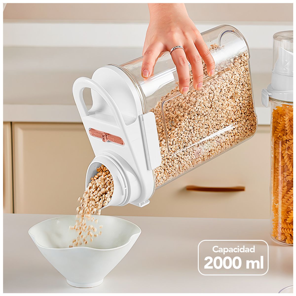 KELLER - Frasco Contenedor Hermético de Alimentos 2000 ML Blanco CH4