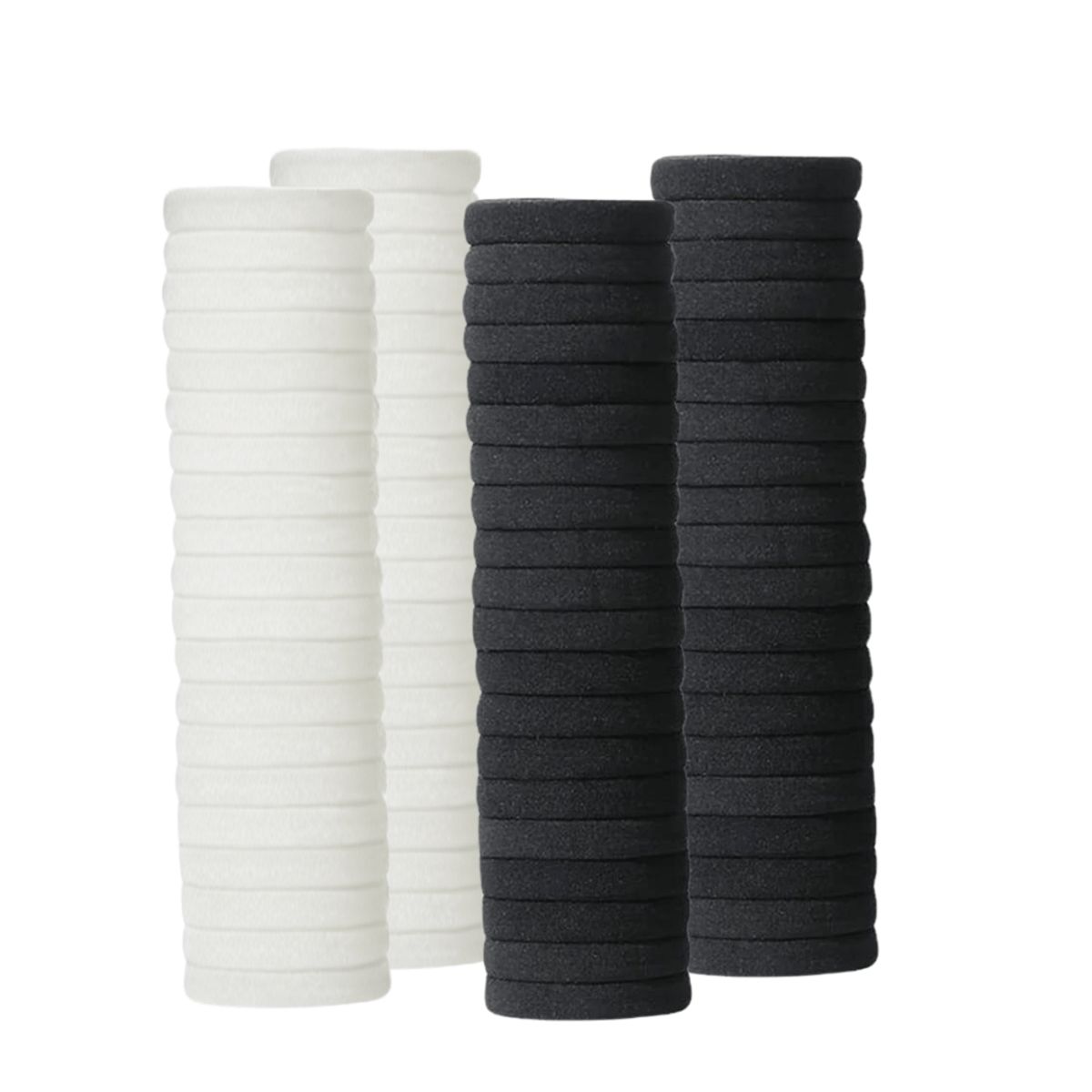 AFRODITA - Pack x 72 Ligas Negras con Blancas Resistentes Para El Cabello