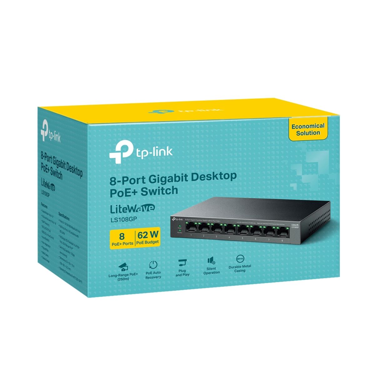 TP LINK - LS108GP SWITCH Gigabit de 8 puertos con PoE+ de 8 puertos