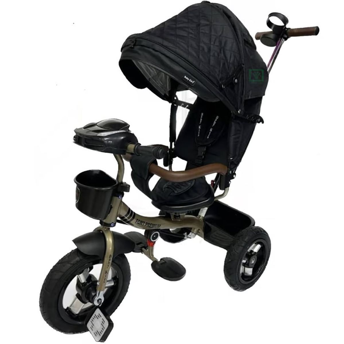 BABY KITS - Triciclo Guiador 3 en 1 «FORT PREMIUM» USB Negro