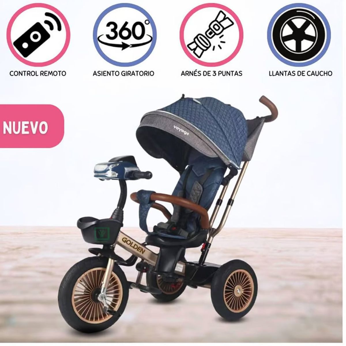 VOYAGE - Triciclo Guiador Para Niños «GOLDEN II» Azul