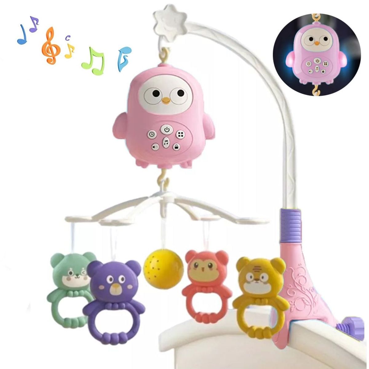 GENERICO - Movil Para Cuna Aves con Luces y Sonidos 368-20 Rosado