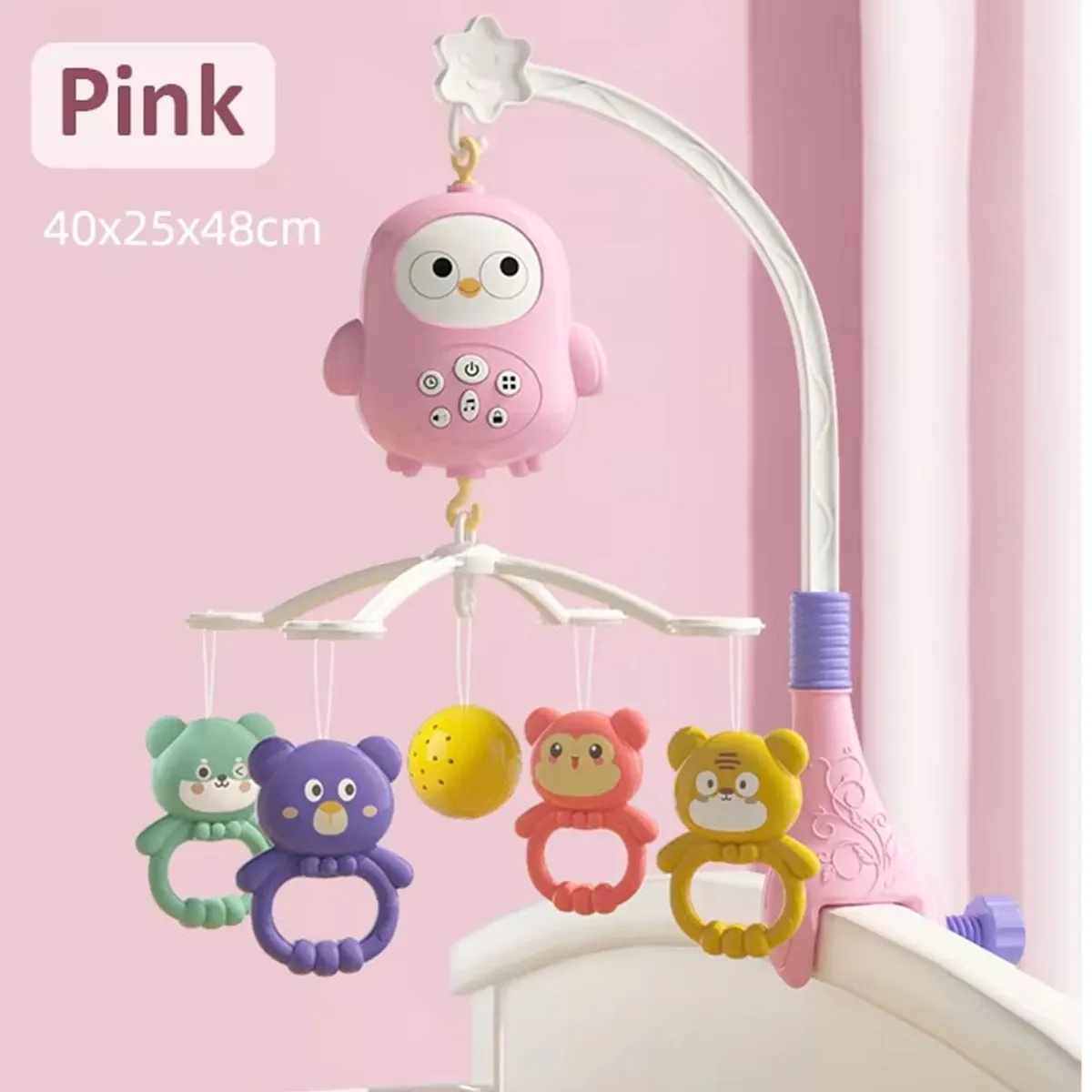 GENERICO - Movil Para Cuna Aves con Luces y Sonidos 368-20 Rosado