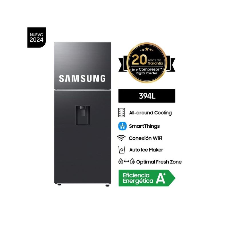 SAMSUNG - Refrigeradora Samsung Top Mount 394Lt RT42DG6770B1PE Negro