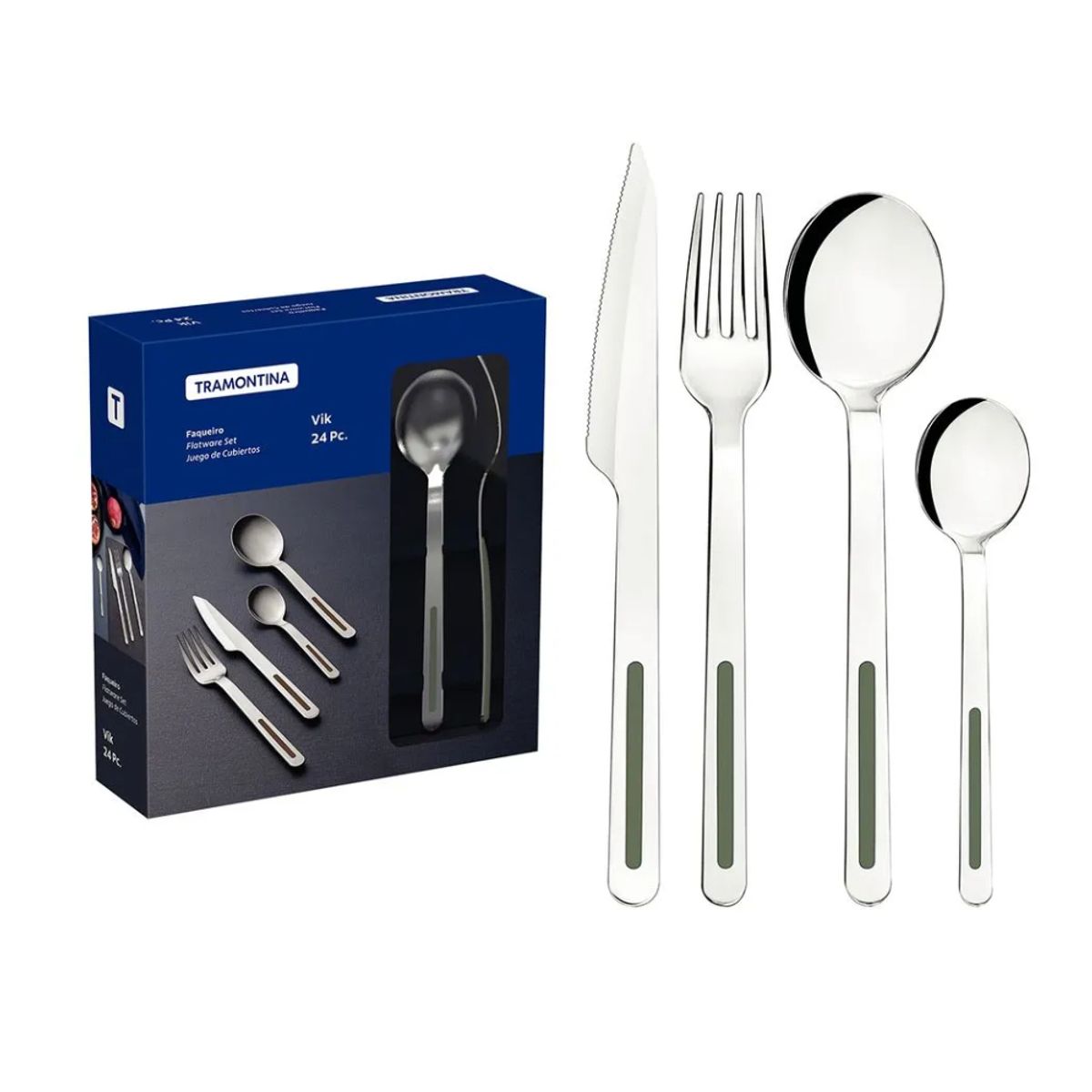 TRAMONTINA - Juego De Cubiertos 24Pzas Verde - Vik