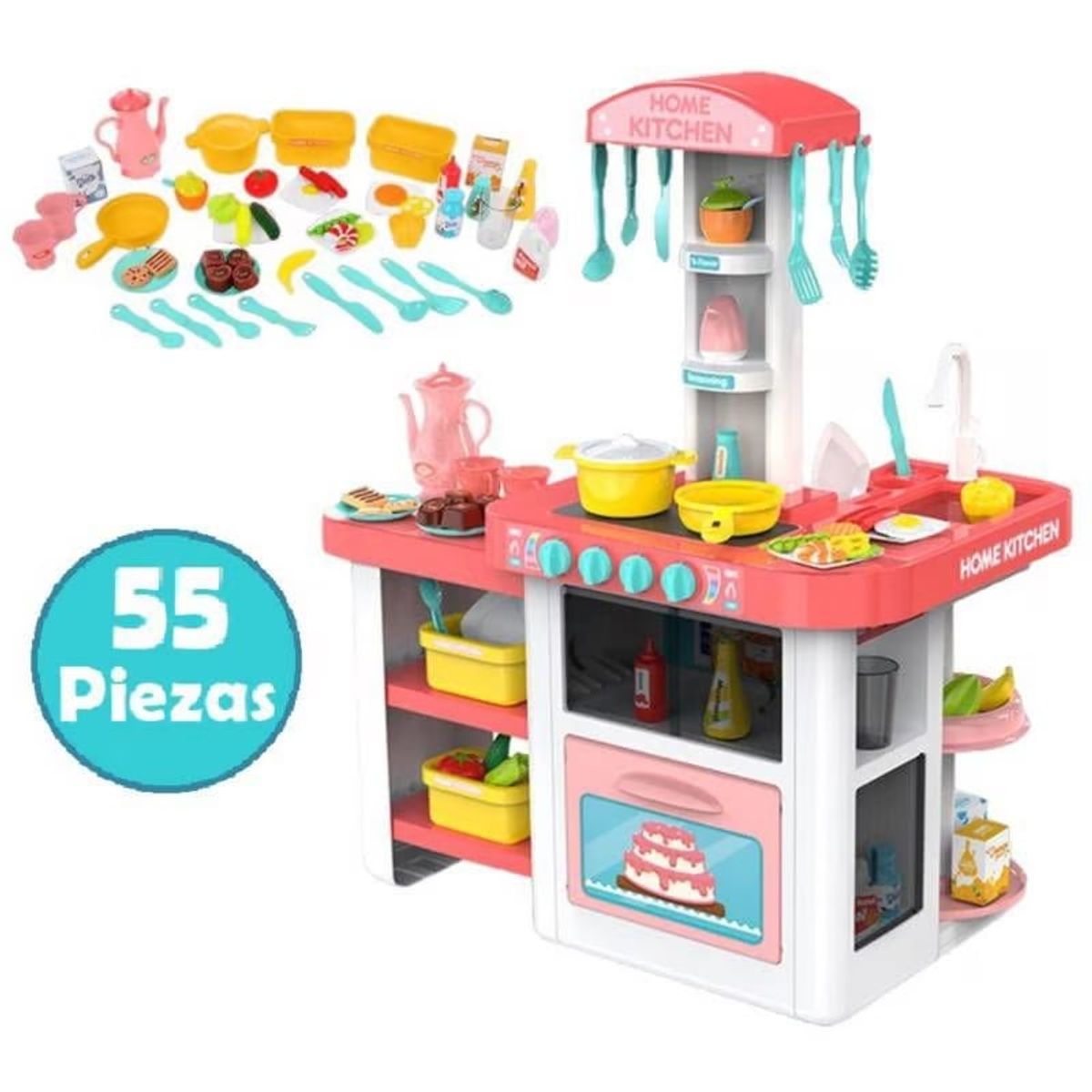 GENERICO - Cocina de Juguete Con Agua Y Grifo Real 55 AccesoriosC