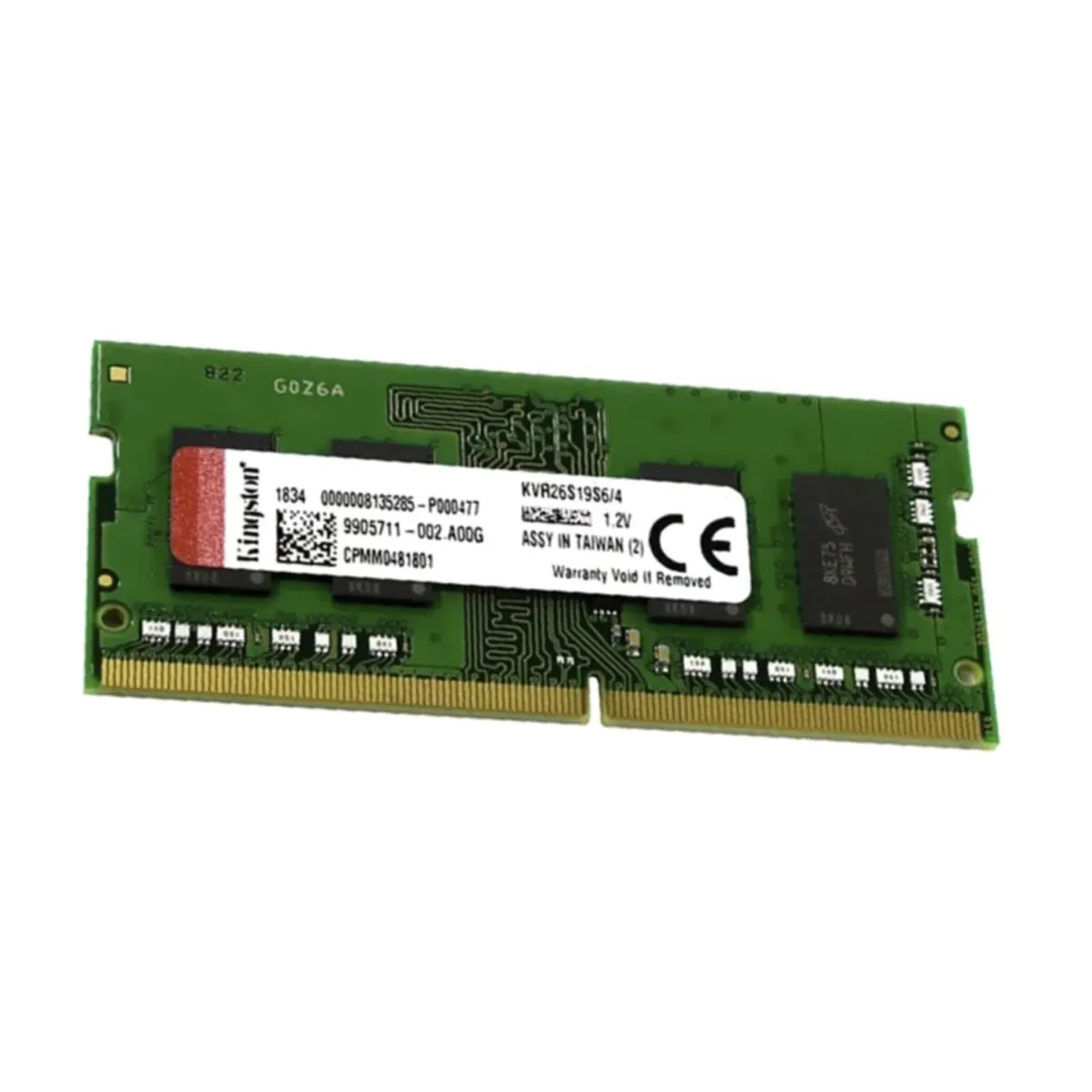 KINGSTON - MEMORIA RAM KINSTONG 4GB DDR4 SO-DIMM 2666MHZ CL19 P/N: KVR26S19S6/4